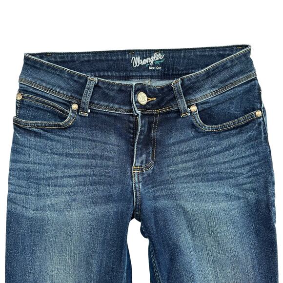 Wrangler Bootcut Jeans Women Sz 3/34 Dark Denim Low Rise Western Cowgirl Classic - Picture 4 of 11